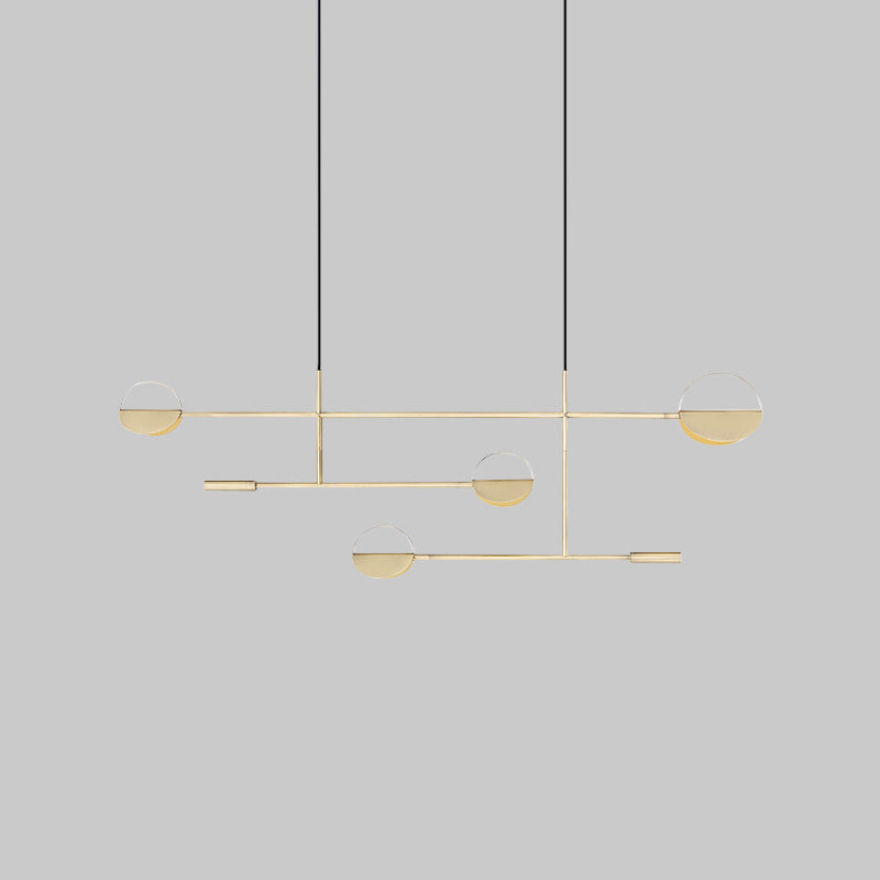 Minimalist 3-Arm Pendant Light Metal 4 Bulbs Dining Room Island Lighting Fixture Gold Clearhalo 'Ceiling Lights' 'Island Lights' Lighting' 2373507