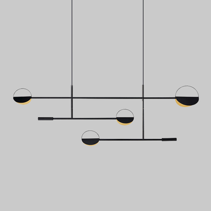 Minimalist 3-Arm Pendant Light Metal 4 Bulbs Dining Room Island Lighting Fixture Black Clearhalo 'Ceiling Lights' 'Island Lights' Lighting' 2373508