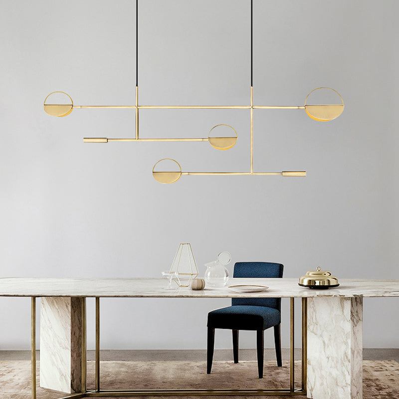 Minimalist 3-Arm Pendant Light Metal 4 Bulbs Dining Room Island Lighting Fixture Clearhalo 'Ceiling Lights' 'Island Lights' Lighting' 2373510