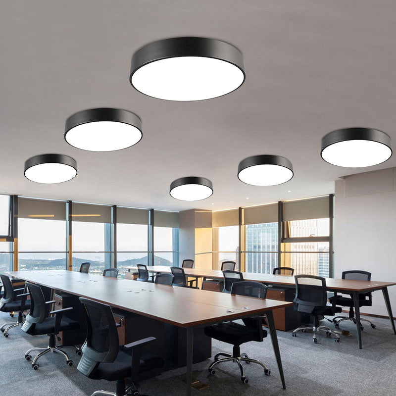 Round Flush Mount Ceiling Light Simple Metal Office LED Flush Light Fixture with Acrylic Diffuser Clearhalo 'Ceiling Lights' 'Close To Ceiling Lights' 'Close to ceiling' 'Flush mount' Lighting' 2373513