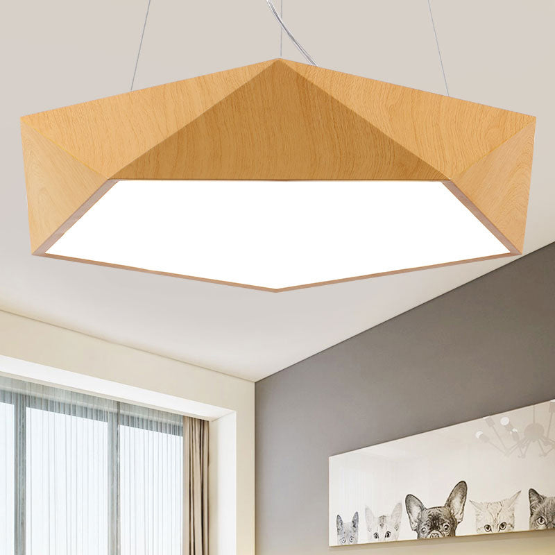 Nordic Pentagonal Chandelier Lamp Acrylic Office LED Pendant Ceiling Light in Light Wood Clearhalo 'Ceiling Lights' 'Chandeliers' 'Modern Chandeliers' 'Modern' Lighting' 2373559