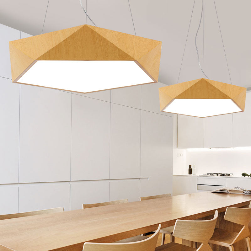 Nordic Pentagonal Chandelier Lamp Acrylic Office LED Pendant Ceiling Light in Light Wood Clearhalo 'Ceiling Lights' 'Chandeliers' 'Modern Chandeliers' 'Modern' Lighting' 2373564