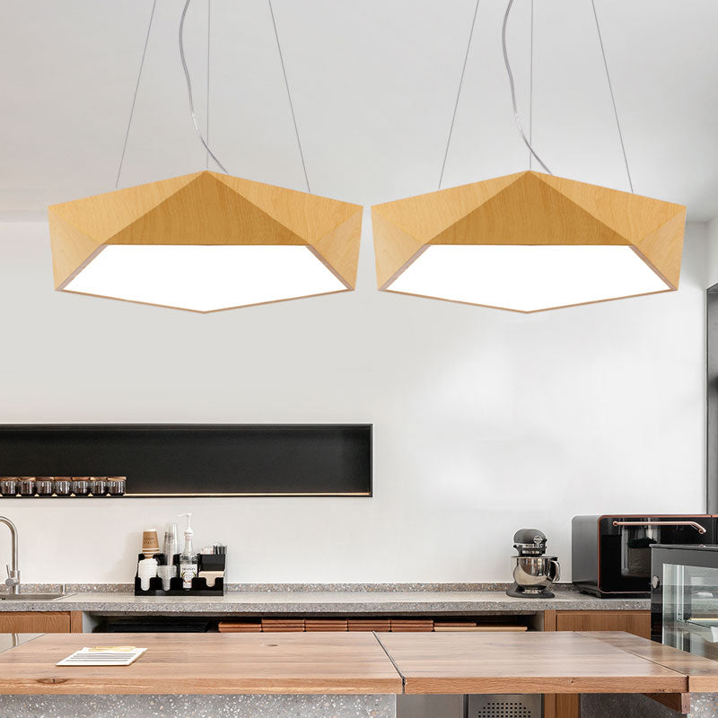 Nordic Pentagonal Chandelier Lamp Acrylic Office LED Pendant Ceiling Light in Light Wood Clearhalo 'Ceiling Lights' 'Chandeliers' 'Modern Chandeliers' 'Modern' Lighting' 2373567