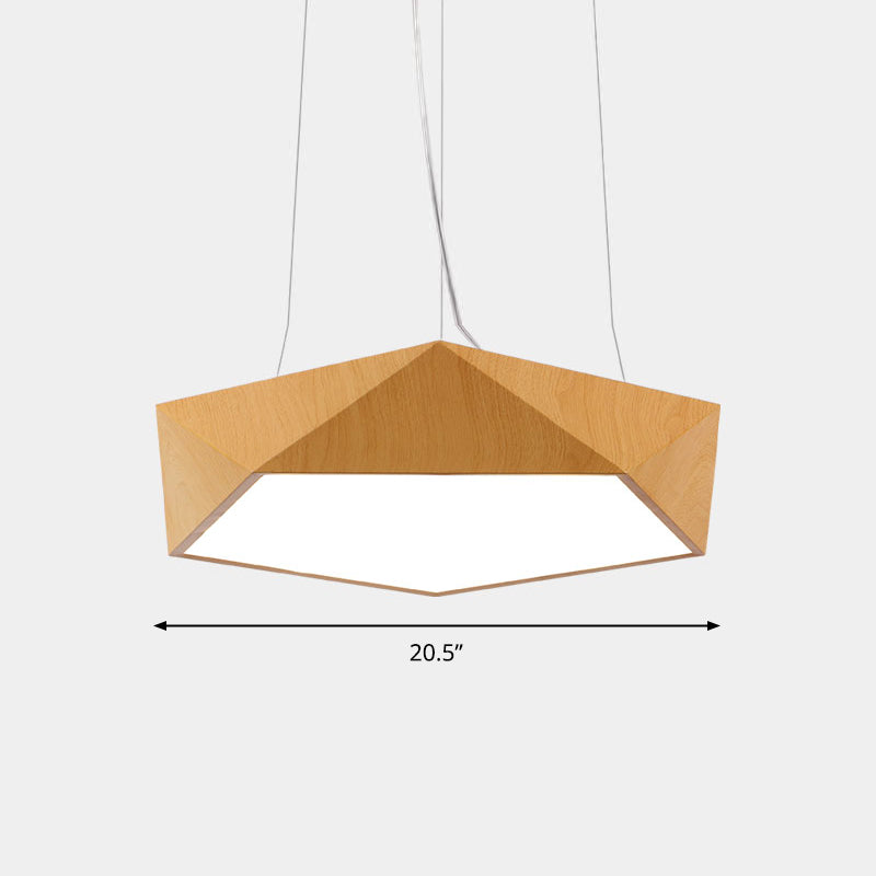 Nordic Pentagonal Chandelier Lamp Acrylic Office LED Pendant Ceiling Light in Light Wood Light Wood 20.5" Third Gear Clearhalo 'Ceiling Lights' 'Chandeliers' 'Modern Chandeliers' 'Modern' Lighting' 2373569