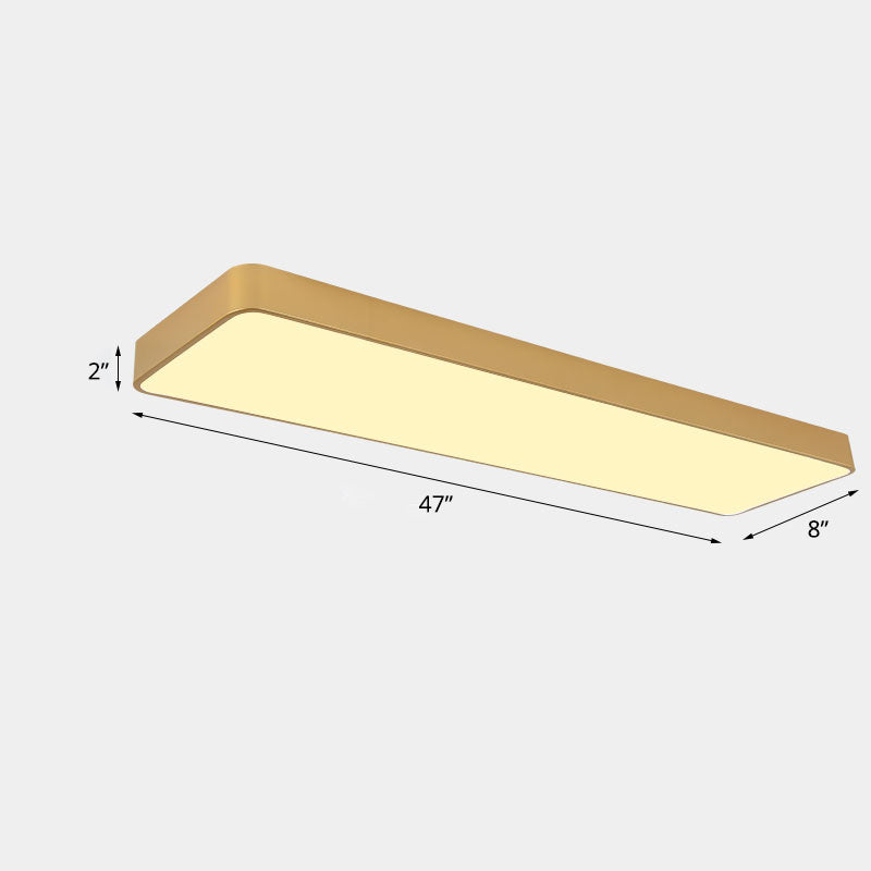 Metal Rectangle LED Ceiling Lighting Minimalist Light Wood Grain Flush Mount Light for Office Light Wood Warm Clearhalo 'Ceiling Lights' 'Close To Ceiling Lights' 'Close to ceiling' 'Flush mount' Lighting' 2373644
