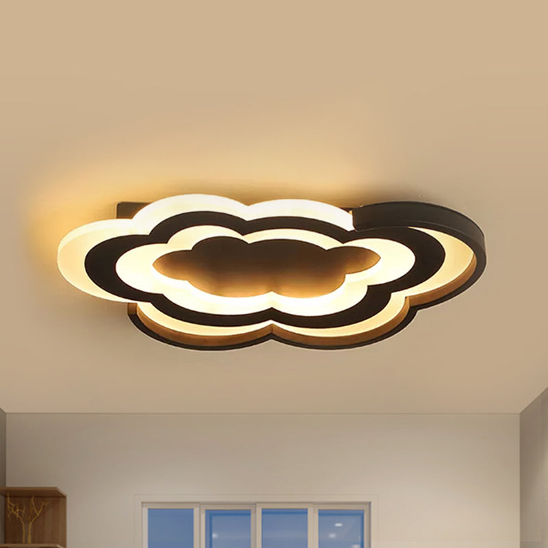 Cloud Kindergarten Flushmount Light Eye-Caring Acrylic Creative LED Ceiling Light Black Clearhalo 'Ceiling Lights' 'Close To Ceiling Lights' 'Close to ceiling' 'Flush mount' Lighting' 237403