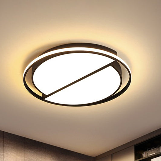 2 Half-Circle LED Flush Mount Light Modern Acrylic Ceiling Lamp in Black for Study Room Black Clearhalo 'Ceiling Lights' 'Close To Ceiling Lights' 'Close to ceiling' 'Semi-flushmount' Lighting' 237406