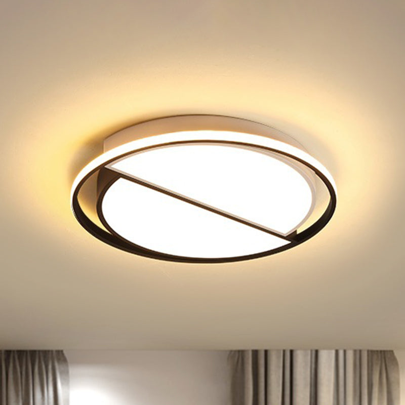 2 Half-Circle LED Flush Mount Light Modern Acrylic Ceiling Lamp in Black for Study Room Clearhalo 'Ceiling Lights' 'Close To Ceiling Lights' 'Close to ceiling' 'Semi-flushmount' Lighting' 237407