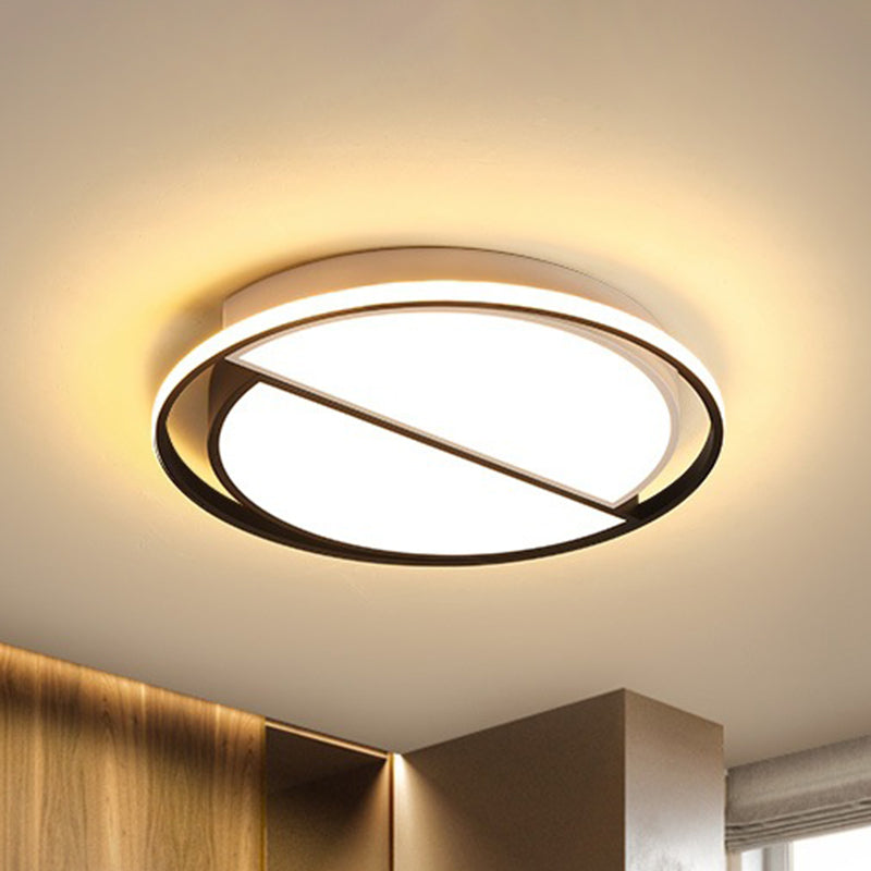 2 Half-Circle LED Flush Mount Light Modern Acrylic Ceiling Lamp in Black for Study Room Clearhalo 'Ceiling Lights' 'Close To Ceiling Lights' 'Close to ceiling' 'Semi-flushmount' Lighting' 237408