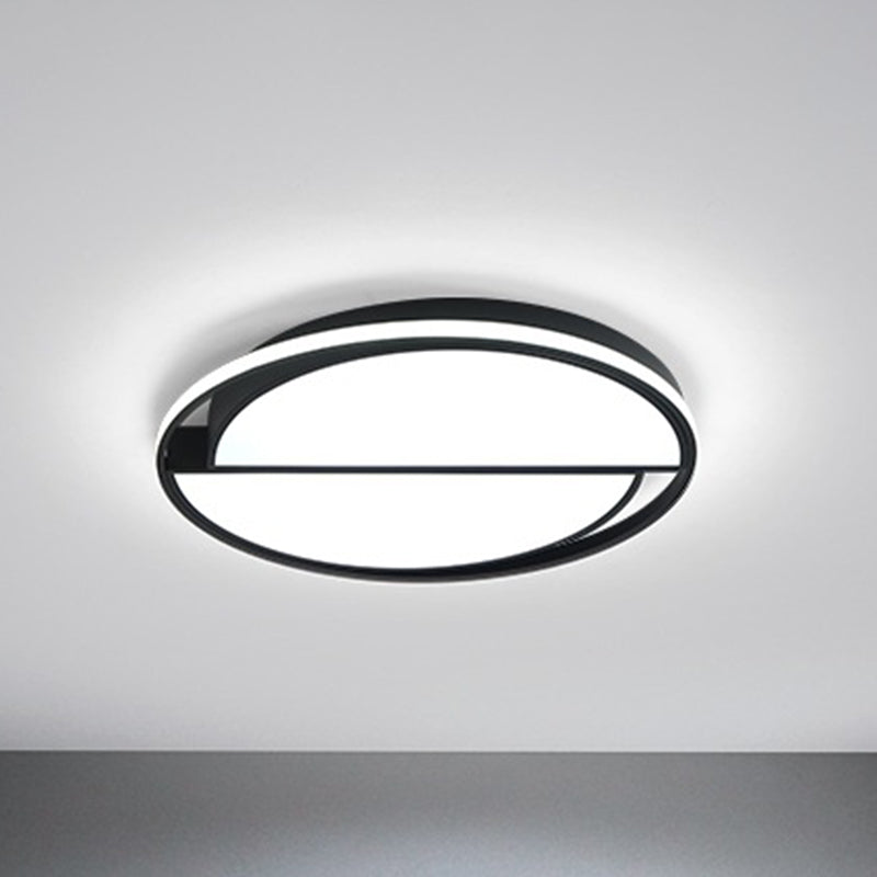 2 Half-Circle LED Flush Mount Light Modern Acrylic Ceiling Lamp in Black for Study Room Clearhalo 'Ceiling Lights' 'Close To Ceiling Lights' 'Close to ceiling' 'Semi-flushmount' Lighting' 237409