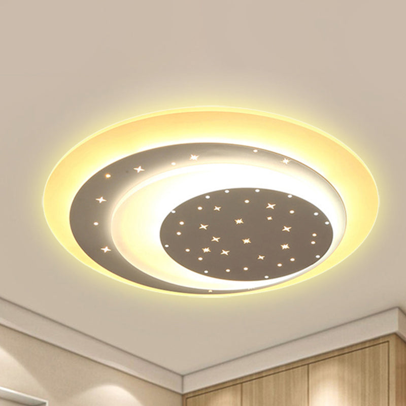 Acrylic Crescent LED Ceiling Light with Star Romantic Flushmount Light for Girls Bedroom White Clearhalo 'Ceiling Lights' 'Close To Ceiling Lights' 'Close to ceiling' 'Flush mount' Lighting' 237420