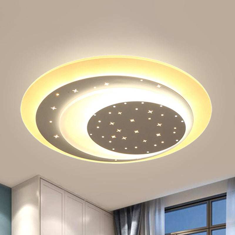 Acrylic Crescent LED Ceiling Light with Star Romantic Flushmount Light for Girls Bedroom Clearhalo 'Ceiling Lights' 'Close To Ceiling Lights' 'Close to ceiling' 'Flush mount' Lighting' 237423