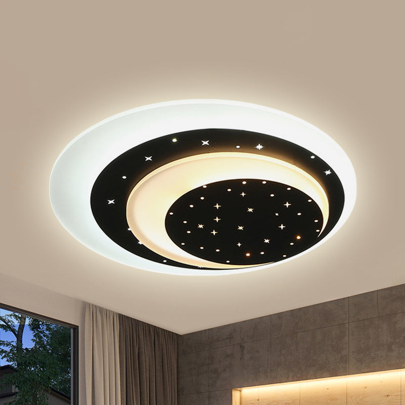 Acrylic Crescent LED Ceiling Light with Star Romantic Flushmount Light for Girls Bedroom Black Clearhalo 'Ceiling Lights' 'Close To Ceiling Lights' 'Close to ceiling' 'Flush mount' Lighting' 237424