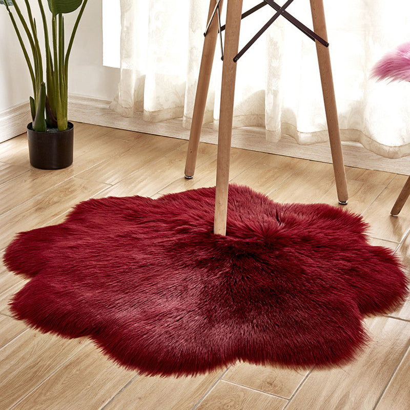 Novelty Shape Solid Color Rug Multicolored Simple Indoor Rug Acrylic Anti-Slip Backing Easy Care Area Carpet for Decoration Burgundy 2'11" x 2'11" Clearhalo 'Area Rug' 'Casual' 'Rugs' Rug' 2374261