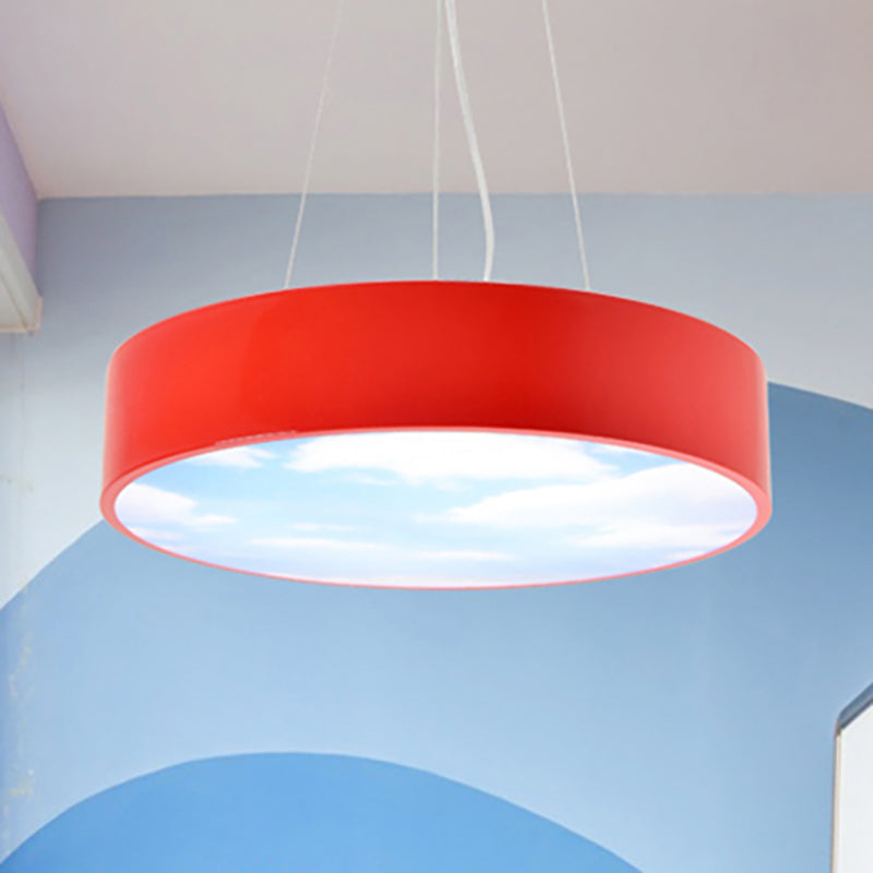 Creative Bright Colored Pendant Light Round Acrylic LED Pendant Lamp with Sky for Kindergarten Red Clearhalo 'Ceiling Lights' 'Pendant Lights' 'Pendants' Lighting' 237435_06d2aef2-fbd3-4d9b-9bb1-31b6c32af66b