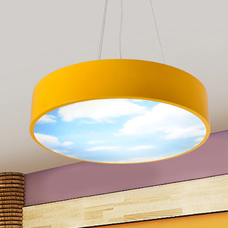 Creative Bright Colored Pendant Light Round Acrylic LED Pendant Lamp with Sky for Kindergarten Clearhalo 'Ceiling Lights' 'Pendant Lights' 'Pendants' Lighting' 237437