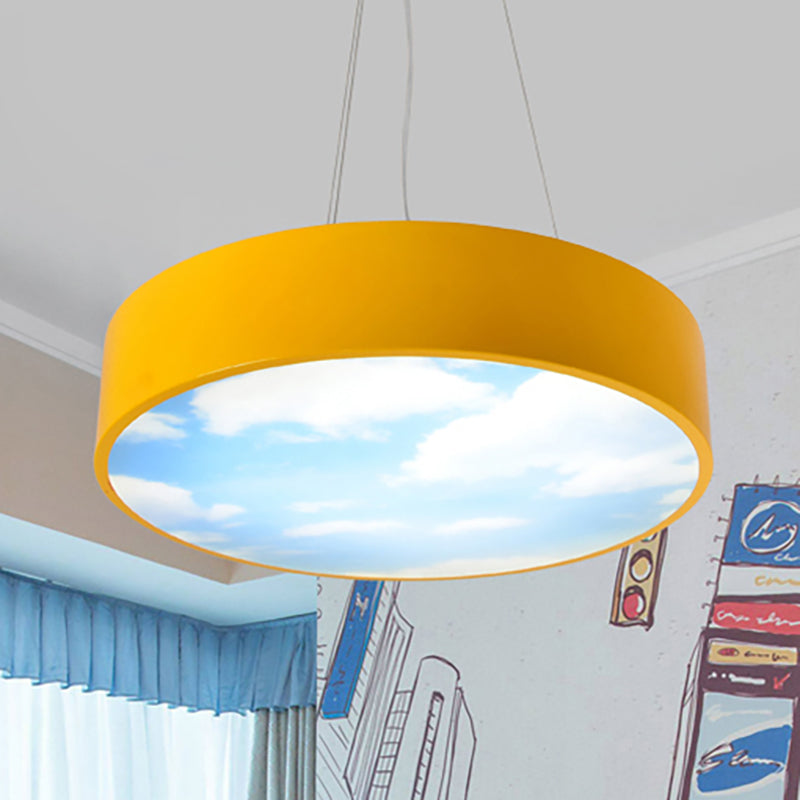 Creative Bright Colored Pendant Light Round Acrylic LED Pendant Lamp with Sky for Kindergarten Clearhalo 'Ceiling Lights' 'Pendant Lights' 'Pendants' Lighting' 237438