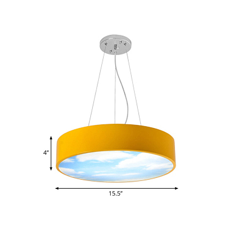 Creative Bright Colored Pendant Light Round Acrylic LED Pendant Lamp with Sky for Kindergarten Clearhalo 'Ceiling Lights' 'Pendant Lights' 'Pendants' Lighting' 237439