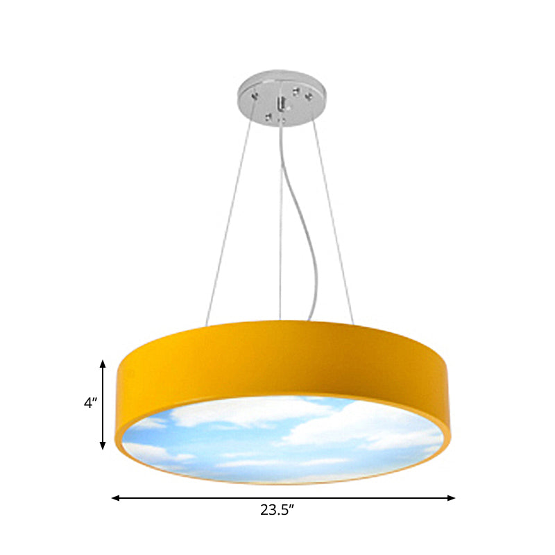 Creative Bright Colored Pendant Light Round Acrylic LED Pendant Lamp with Sky for Kindergarten Clearhalo 'Ceiling Lights' 'Pendant Lights' 'Pendants' Lighting' 237440