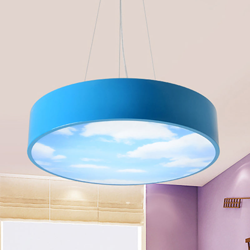 Creative Bright Colored Pendant Light Round Acrylic LED Pendant Lamp with Sky for Kindergarten Clearhalo 'Ceiling Lights' 'Pendant Lights' 'Pendants' Lighting' 237442