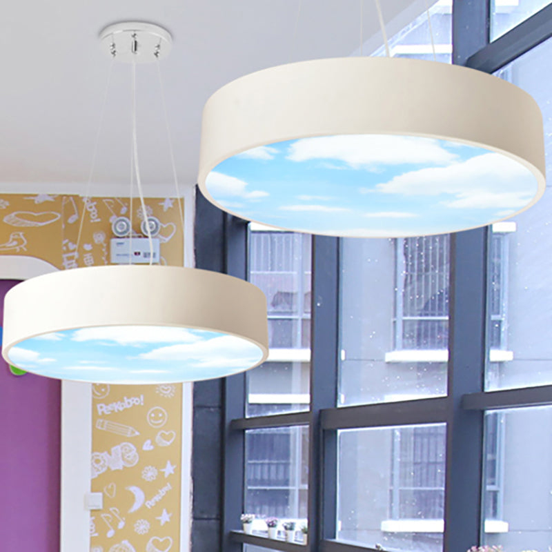 Creative Bright Colored Pendant Light Round Acrylic LED Pendant Lamp with Sky for Kindergarten Clearhalo 'Ceiling Lights' 'Pendant Lights' 'Pendants' Lighting' 237443