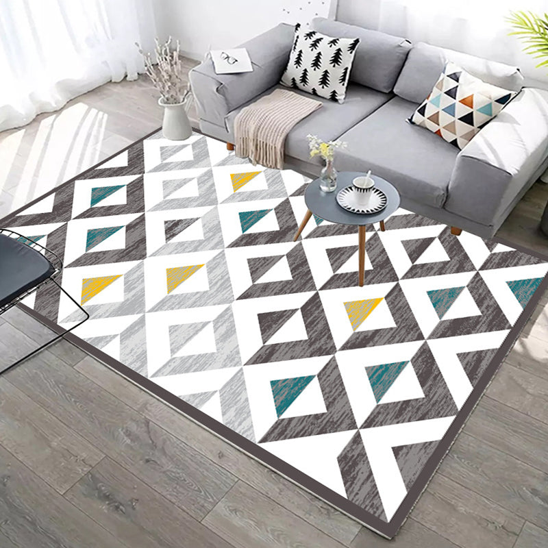 Casual Geometric Rug Multi-Colored Area Carpet Non-Slip Backing Stain-Resistant Indoor Rug for Parlor Grey Clearhalo 'Area Rug' 'Modern' 'Rugs' Rug' 2374604