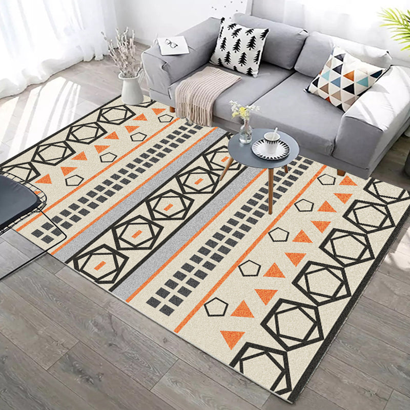 Casual Geometric Rug Multi-Colored Area Carpet Non-Slip Backing Stain-Resistant Indoor Rug for Parlor Beige Clearhalo 'Area Rug' 'Modern' 'Rugs' Rug' 2374605