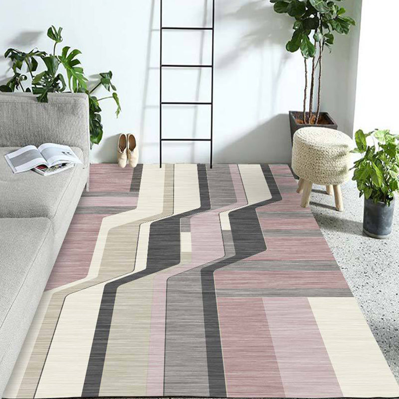 Relaxing Bedroom Rug Multi Colored Geometric Patterned Indoor Rug Non-Slip Backing Pet Friendly Area Carpet Pink Clearhalo 'Area Rug' 'Modern' 'Rugs' Rug' 2374626