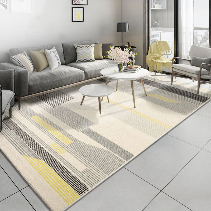 Multi Color Simple Rug Polypropylene Geometric Print Indoor Rug Anti-Slip Backing Pet Friendly Area Carpet for Living Room Beige 6'7" x 9'2" Clearhalo 'Area Rug' 'Modern' 'Rugs' Rug' 2374648