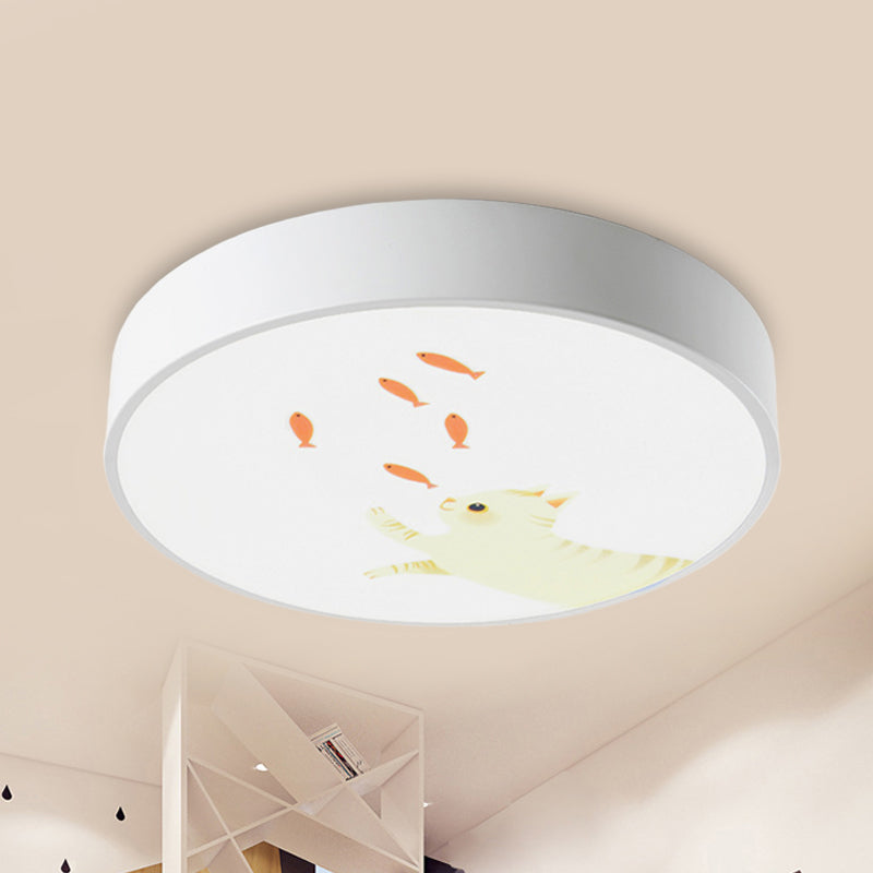 Circle Baby Room Flushmount Light with Giraffe Acrylic Animal LED Ceiling Light in White White Clearhalo 'Ceiling Lights' 'Close To Ceiling Lights' 'Close to ceiling' 'Flush mount' Lighting' 237467