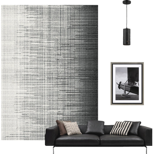 Basic Living Room Rug Multi Color Stripe Print Indoor Rug Polypropylene Anti-Slip Backing Easy Care Area Carpet Grey Clearhalo 'Area Rug' 'Modern' 'Rugs' Rug' 2374671