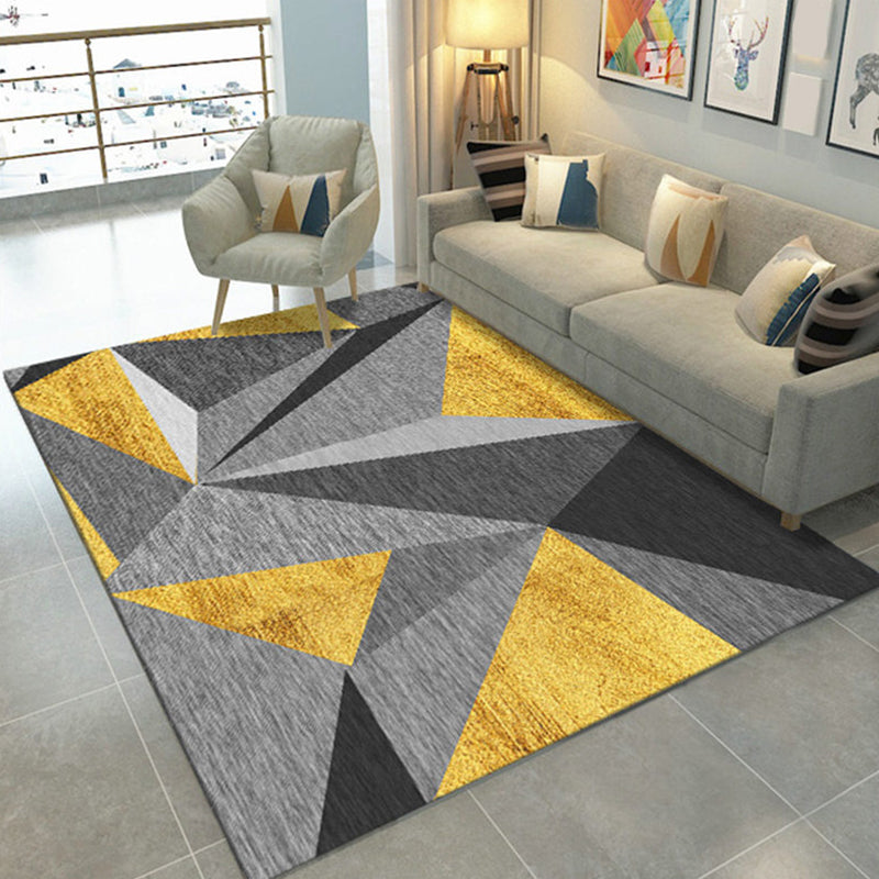 Modern Geometric Print Rug Multi Colored Synthetics Indoor Rug Pet Friendly Stain-Resistant Area Carpet for Bedroom Gray-Yellow Clearhalo 'Area Rug' 'Modern' 'Rugs' Rug' 2374678