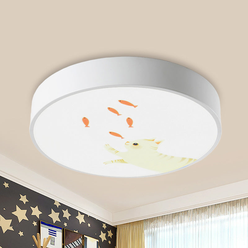 Circle Baby Room Flushmount Light with Giraffe Acrylic Animal LED Ceiling Light in White Clearhalo 'Ceiling Lights' 'Close To Ceiling Lights' 'Close to ceiling' 'Flush mount' Lighting' 237468