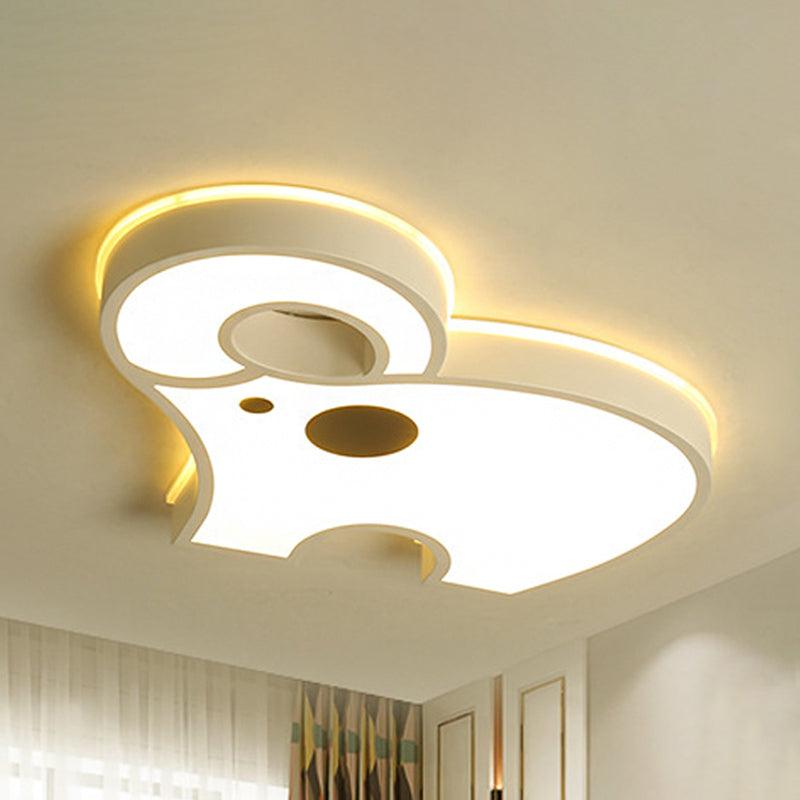 Acrylic Long Nose Elephant Ceiling Light Animal LED Ceiling Mount Light in White for Child Bedroom White Clearhalo 'Ceiling Lights' 'Close To Ceiling Lights' 'Close to ceiling' 'Flush mount' Lighting' 237481