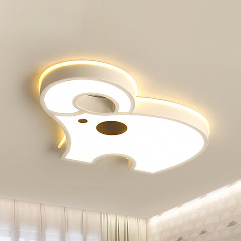 Acrylic Long Nose Elephant Ceiling Light Animal LED Ceiling Mount Light in White for Child Bedroom Clearhalo 'Ceiling Lights' 'Close To Ceiling Lights' 'Close to ceiling' 'Flush mount' Lighting' 237482