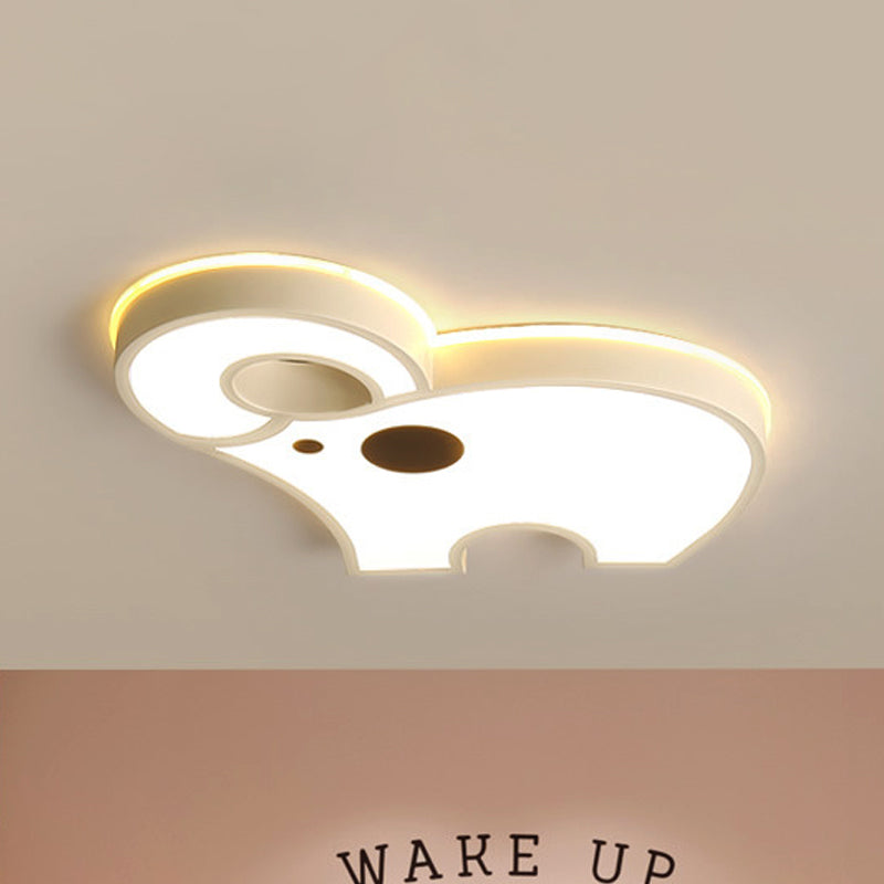 Acrylic Long Nose Elephant Ceiling Light Animal LED Ceiling Mount Light in White for Child Bedroom Clearhalo 'Ceiling Lights' 'Close To Ceiling Lights' 'Close to ceiling' 'Flush mount' Lighting' 237483