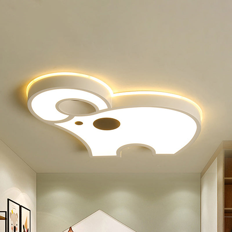 Acrylic Long Nose Elephant Ceiling Light Animal LED Ceiling Mount Light in White for Child Bedroom Clearhalo 'Ceiling Lights' 'Close To Ceiling Lights' 'Close to ceiling' 'Flush mount' Lighting' 237484