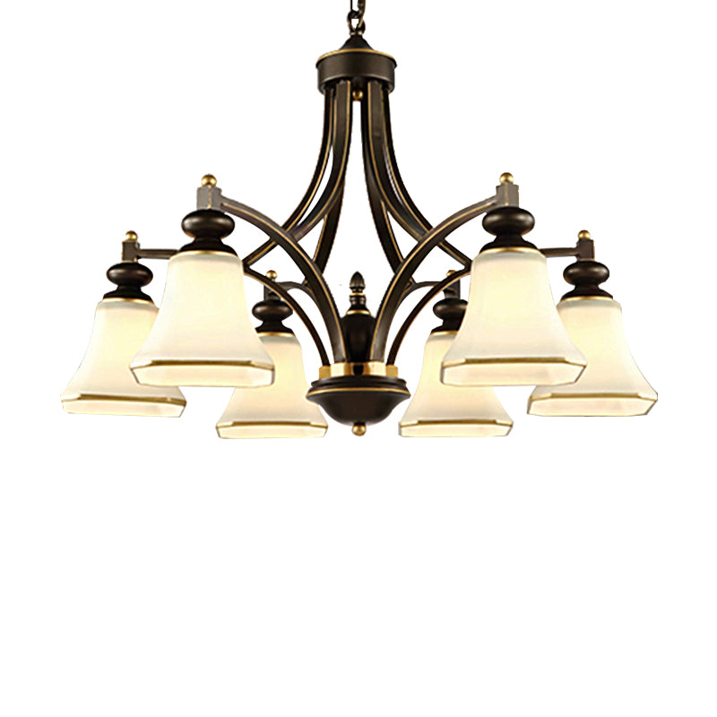 3/5/6 Lights Bell Shade Chandelier Classic Antique Brass Frosted Glass Pendant Light Fixture Clearhalo 'Ceiling Lights' 'Chandeliers' Lighting' options 237490