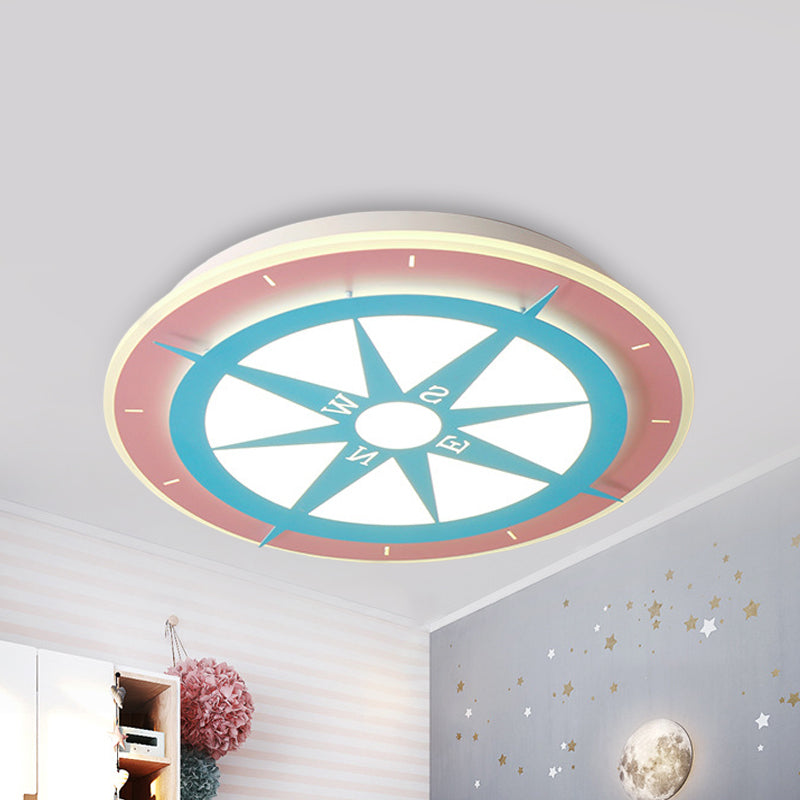 Acrylic Compass LED Flush Mount Light Girls Room Cartoon Ceiling Lamp in Pink Pink Clearhalo 'Ceiling Lights' 'Close To Ceiling Lights' 'Close to ceiling' 'Flush mount' Lighting' 237493