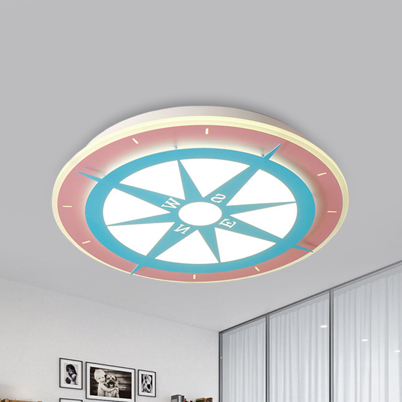 Acrylic Compass LED Flush Mount Light Girls Room Cartoon Ceiling Lamp in Pink Clearhalo 'Ceiling Lights' 'Close To Ceiling Lights' 'Close to ceiling' 'Flush mount' Lighting' 237494