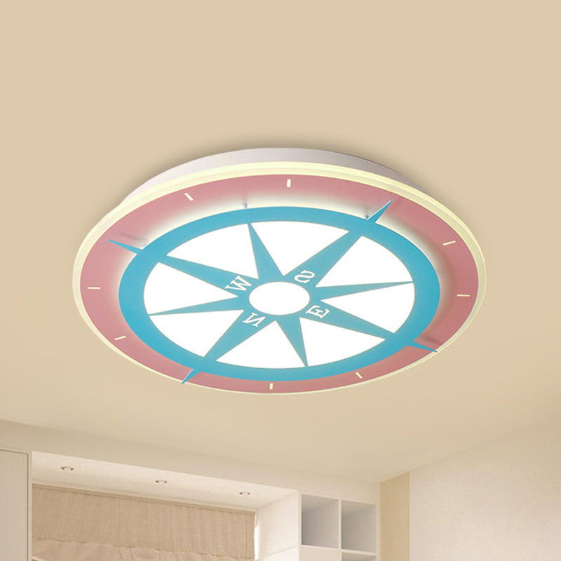 Acrylic Compass LED Flush Mount Light Girls Room Cartoon Ceiling Lamp in Pink Clearhalo 'Ceiling Lights' 'Close To Ceiling Lights' 'Close to ceiling' 'Flush mount' Lighting' 237495