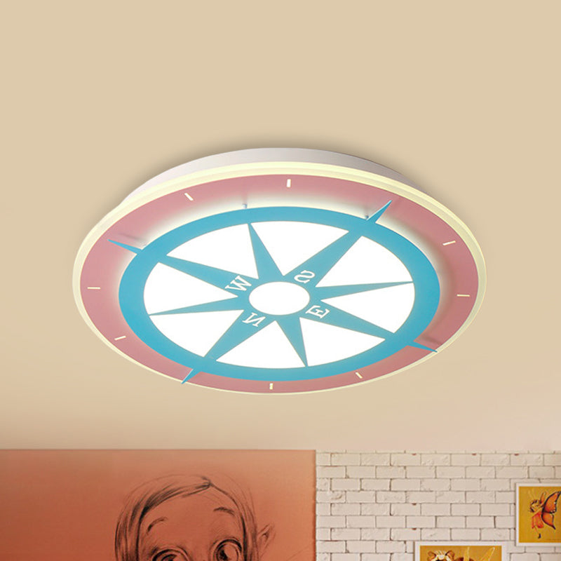 Acrylic Compass LED Flush Mount Light Girls Room Cartoon Ceiling Lamp in Pink Clearhalo 'Ceiling Lights' 'Close To Ceiling Lights' 'Close to ceiling' 'Flush mount' Lighting' 237496