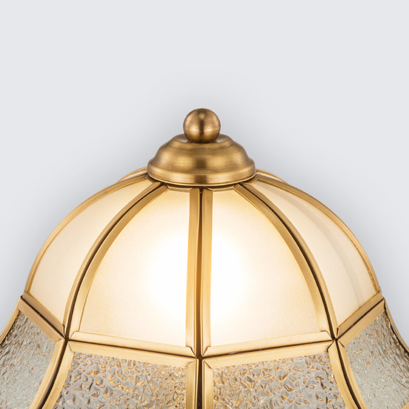Brass Umbrella Semi Flush Light Traditionary Opal Glass 1 Head Ceiling Mounted Fixture Clearhalo 'Ceiling Lights' 'Close To Ceiling Lights' 'Close to ceiling' 'Glass shade' 'Glass' 'Semi-flushmount' Lighting' 237582