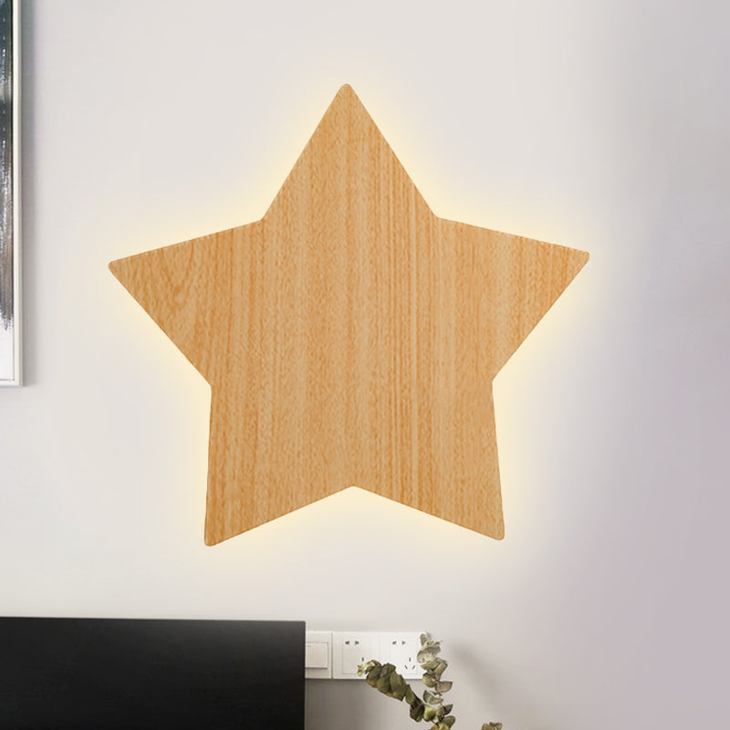 Contemporary Slim Panel Star Sconce Lamp Wooden LED Wall Light for Corridor Kitchen Wood Clearhalo 'Wall Lamps & Sconces' 'Wall Lights' Lighting' 237735