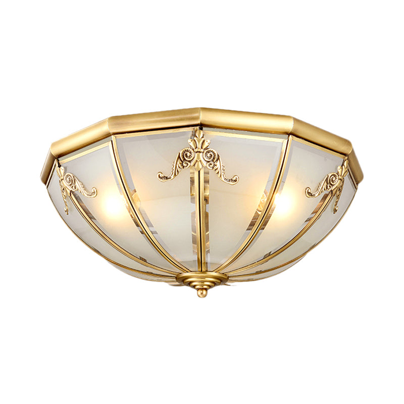 14"/18"/23.5" Wide Umbrella Flush Mount Traditional White Glass Brass 3/4/6 Bulbs Ceiling Mount Chandelier Clearhalo 'Ceiling Lights' 'Close To Ceiling Lights' 'Close to ceiling' 'Flush mount' Lighting' 237738