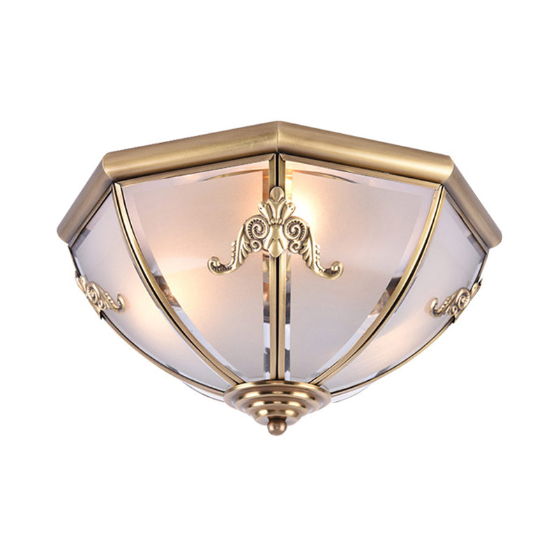 14"/18"/23.5" Wide Umbrella Flush Mount Traditional White Glass Brass 3/4/6 Bulbs Ceiling Mount Chandelier Clearhalo 'Ceiling Lights' 'Close To Ceiling Lights' 'Close to ceiling' 'Flush mount' Lighting' 237743