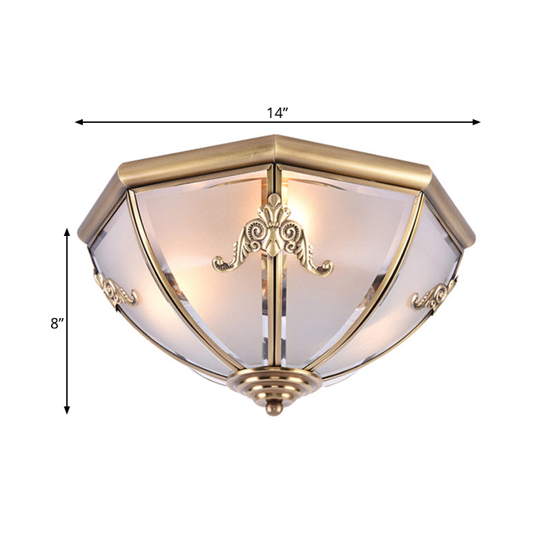 14"/18"/23.5" Wide Umbrella Flush Mount Traditional White Glass Brass 3/4/6 Bulbs Ceiling Mount Chandelier Clearhalo 'Ceiling Lights' 'Close To Ceiling Lights' 'Close to ceiling' 'Flush mount' Lighting' 237744