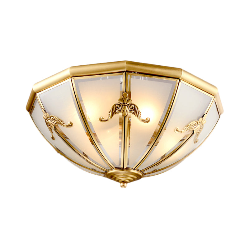 14"/18"/23.5" Wide Umbrella Flush Mount Traditional White Glass Brass 3/4/6 Bulbs Ceiling Mount Chandelier Clearhalo 'Ceiling Lights' 'Close To Ceiling Lights' 'Close to ceiling' 'Flush mount' Lighting' 237748