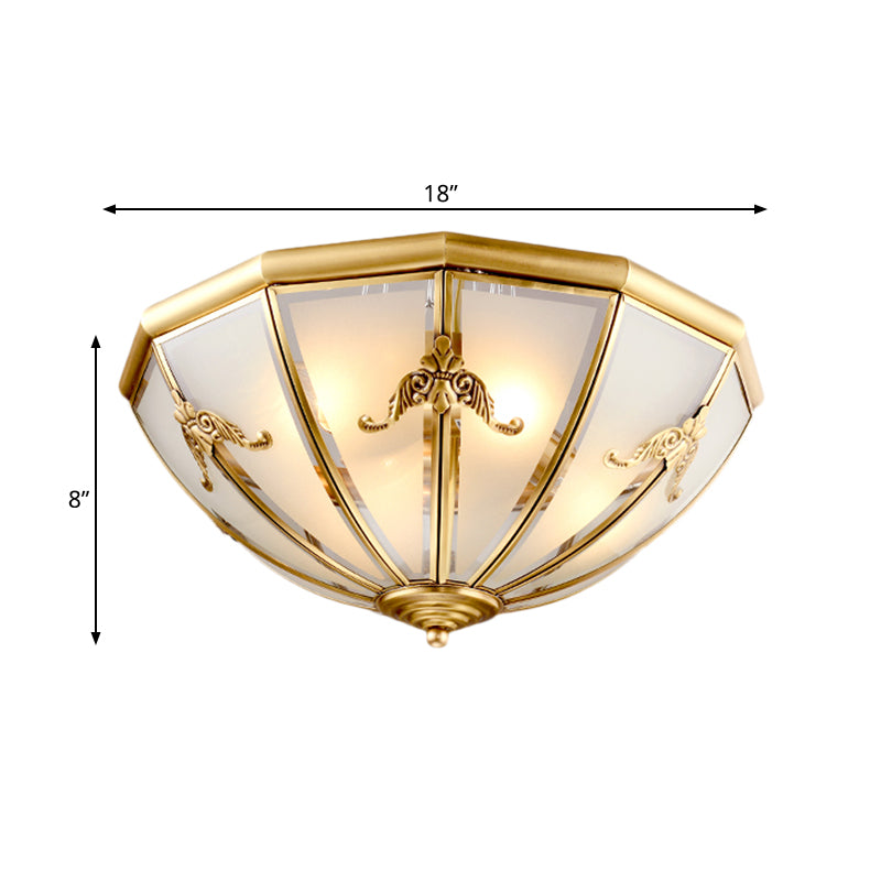 14"/18"/23.5" Wide Umbrella Flush Mount Traditional White Glass Brass 3/4/6 Bulbs Ceiling Mount Chandelier Clearhalo 'Ceiling Lights' 'Close To Ceiling Lights' 'Close to ceiling' 'Flush mount' Lighting' 237749