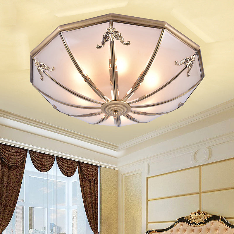 14"/18"/23.5" Wide Umbrella Flush Mount Traditional White Glass Brass 3/4/6 Bulbs Ceiling Mount Chandelier Brass 23.5" Clearhalo 'Ceiling Lights' 'Close To Ceiling Lights' 'Close to ceiling' 'Flush mount' Lighting' 237751